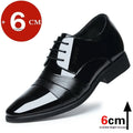 6cm/8cm Height Increasing Mens Formal Dress Shoes Cow Leather Elevator Shoes Business Office Oxfords Wedding Party Social Shoes