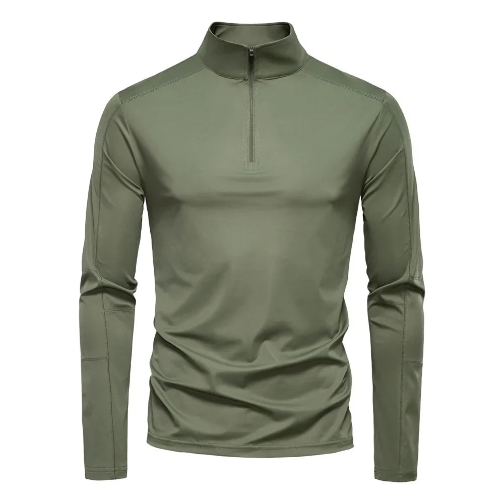 2026 Spring Summer New Men's Sunscreen Clothes Anti-UV UPF100+ T-shirt Long Sleeve Half Zip Top Male Outdoor Fishing Hiking Tops