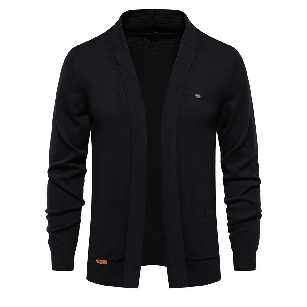 2023 New Winter Cotton Cardigan for Men Quality Mens Sweater Fashion Turn Down Collar Knitted Sweaters for Men