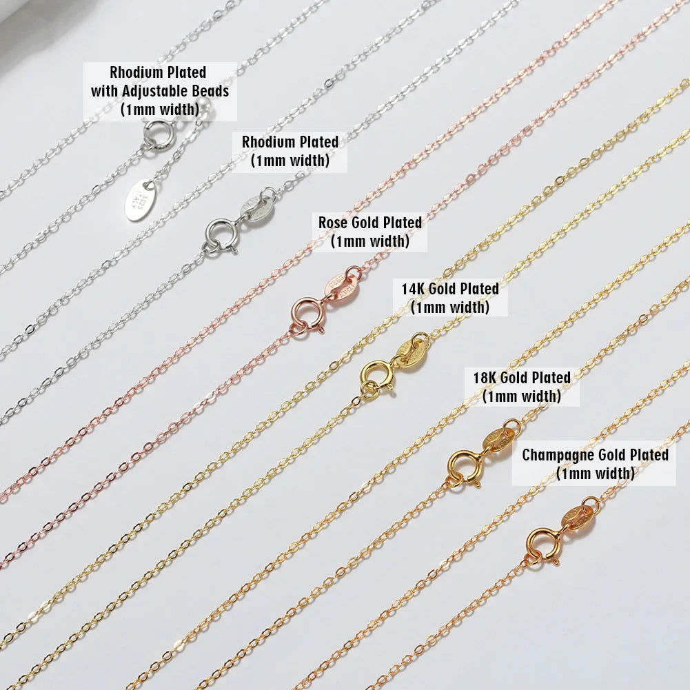 18K Gold 925 Sterling Silver Fashion Cable Link Chains Necklace for Women Thin Neck Chain Accessories Jewelry SC06