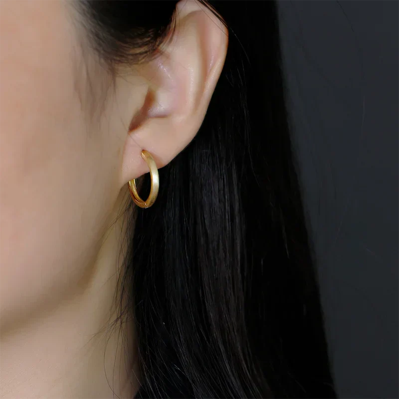 925 Sterling Silver Simple Matte Bohemian Round Ear Buckle for Women Punk Unisex Rock Hoop Earring Jewelry Accessories