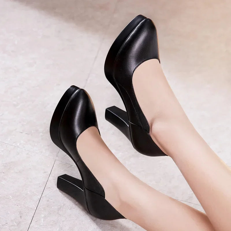 Small Size 32-43 Elegant Formal Court Shoes Women Pumps 2026 Spring Block High Heels Shoes Shallow for Office Model Wedding