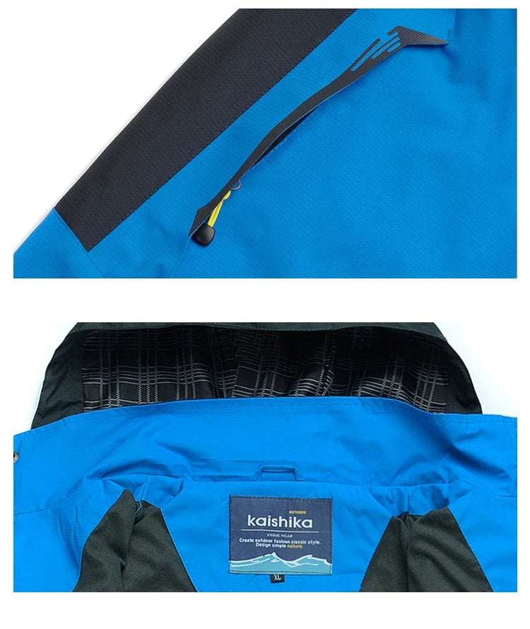 Men's Autumn Hiking Jacket Hooded Removable Waterproof Lightweight Rain Coat Trekking Outdoor Camping Casual Sportswear