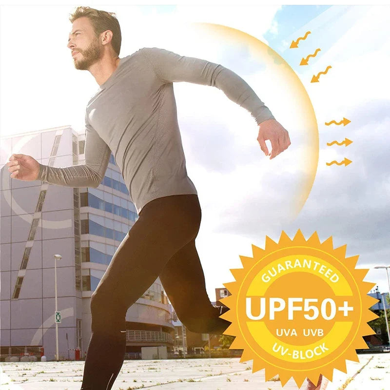 Summer Sun Protection Men's Shirts Uv Spf Upf 50+ Tops Quick Dry Long Sleeve Stretchy Men Shirt Outdoor Running Fishing