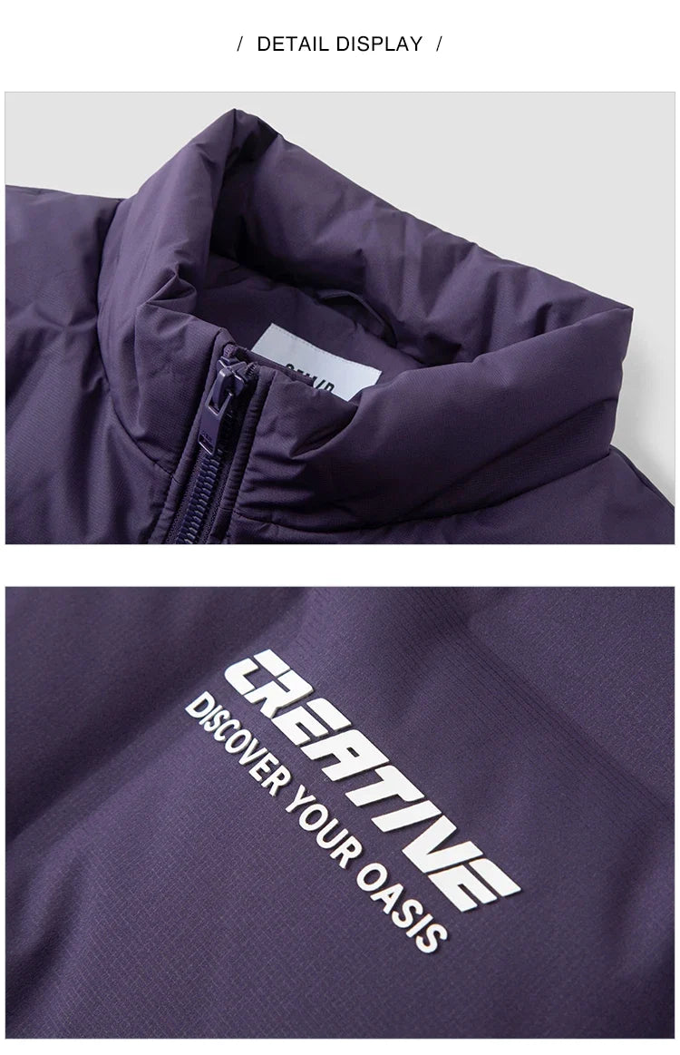 Down Vest Men 2024 New Winter Stand-Up Collar Printed Textured Outerwear Stacking Inner Wear Fashion Versatile.