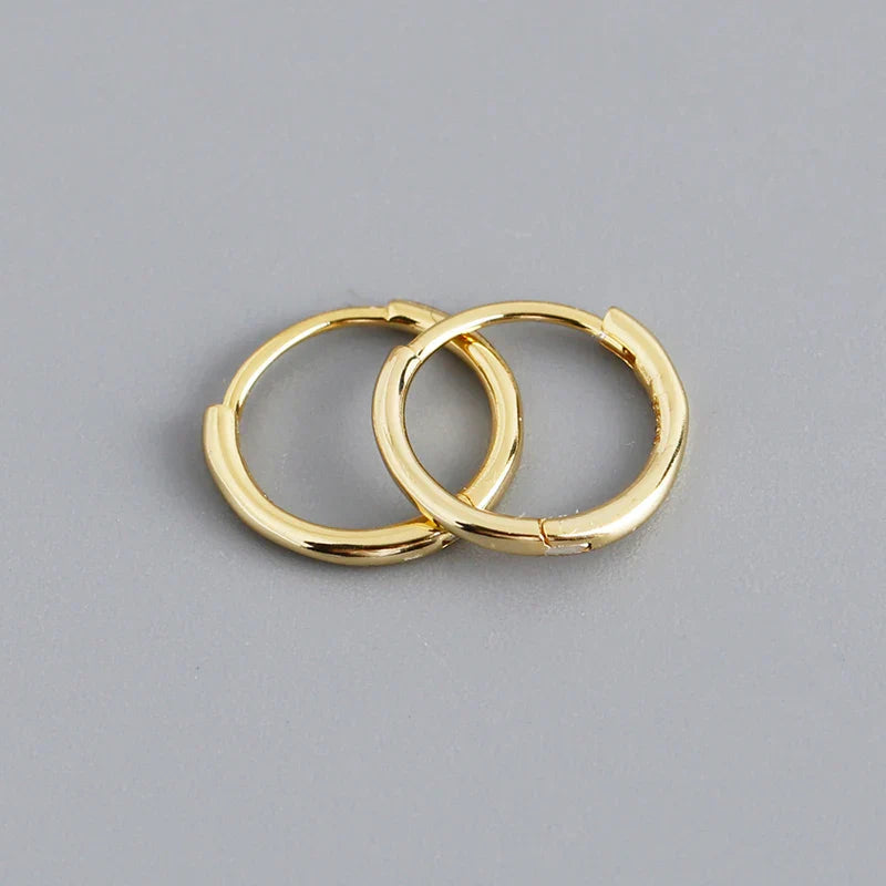 925 Sterling Silver Minimalist Glossy Circle Hoop Earrings for Women Fashion Simple Ear Bone Piercing Jewelry Accessories