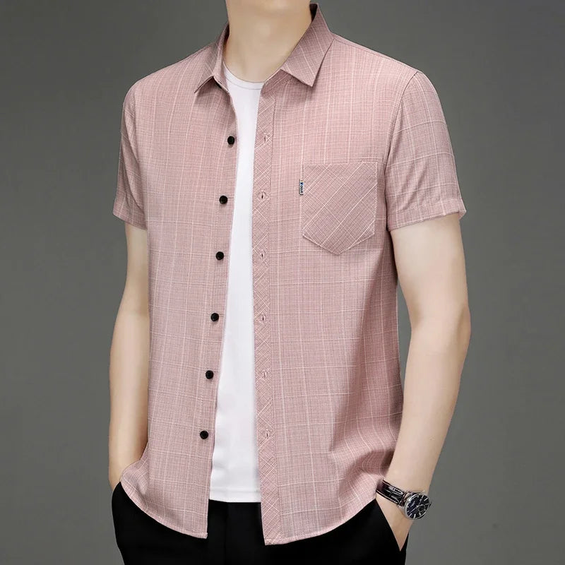 Men's Business Casual Short Sleeved Printed Shirt