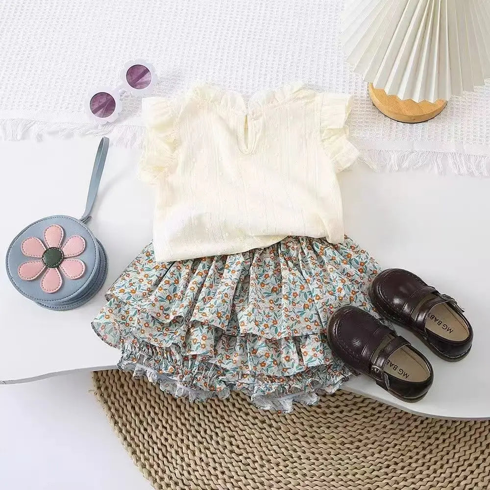طقم بلوزة وتنورة أنيق للأطفال الرضع (بنات)