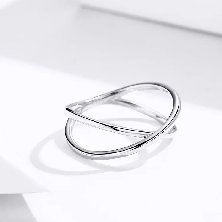 14K Gold Plated X Ring Dainty Minimalist 925 Sterling Silver Cross Ring for Women Promise Jewelry 2 Colors SCR543