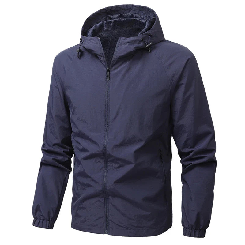 Men’s waterproof hiking jacket, breathable hooded windbreaker, quick dry outdoor coat, autumn, M–5XL
