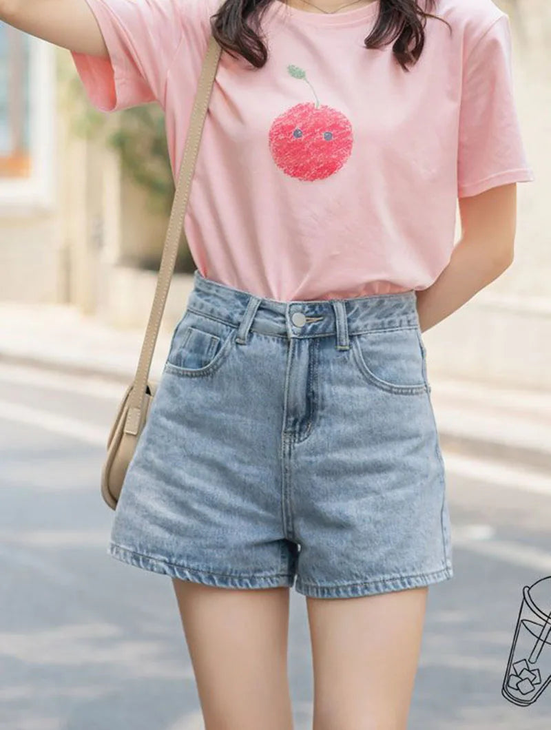 Wide Leg Denim Shorts Women Casual High Waist Loose Straight Shorts Woman 2025 Spring Summer Classic Button Jean Shorts