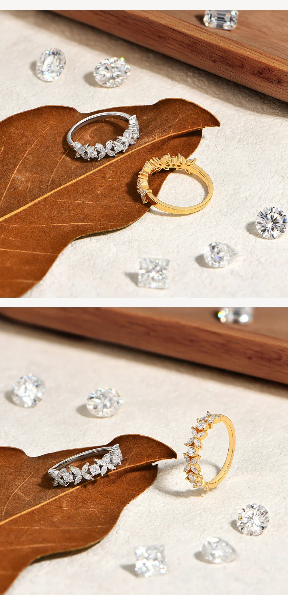 Classic Marquise Round Moissanite Leaves and flowers Ring S925 Silver for Women party Jewelry Gift anniversary Wedding