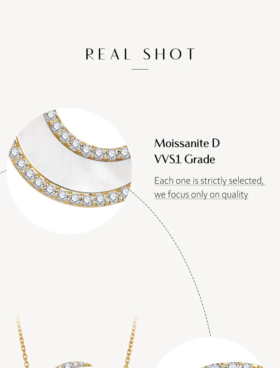 D Color VVS1 Luxury Moon Moissanite Necklace for Women Solid S925 Silver Yellow Gold Pendant Fine Jewelry Girls Party