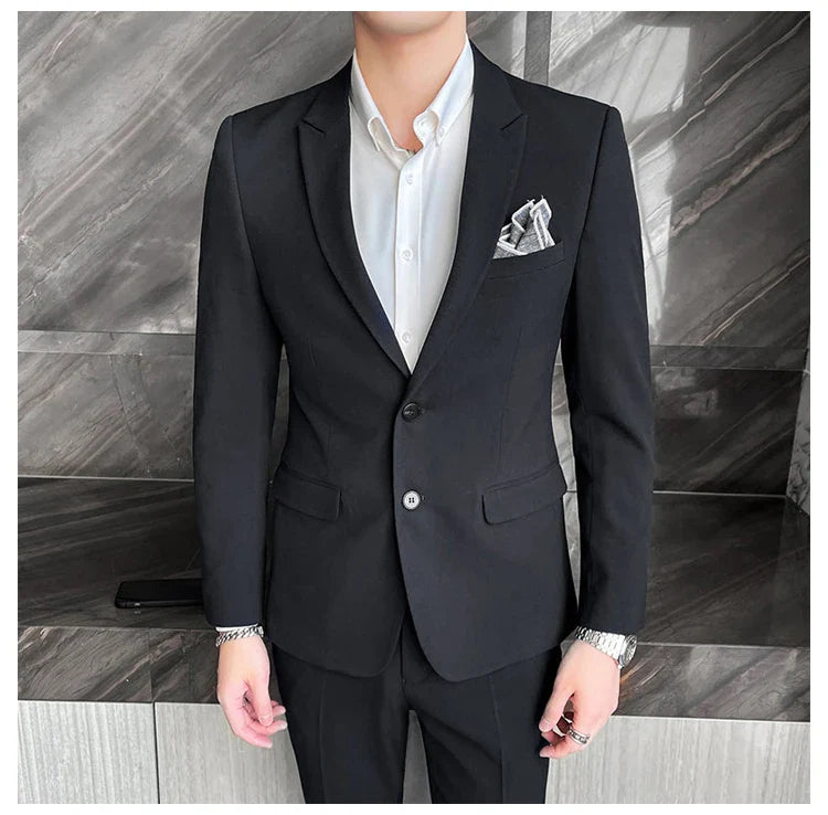 2025 Men's Business Suit Slim-fit Wedding Dress Two-piece Set M-4XL Stylish Handsome All-in-one Banquet Trousers