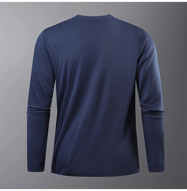 CHRLCK Men's Hiking Quick Drying T-shirts Breathable Camping Running Fishing Soft Elasticity Long Sleeve Tees Summer Autumn