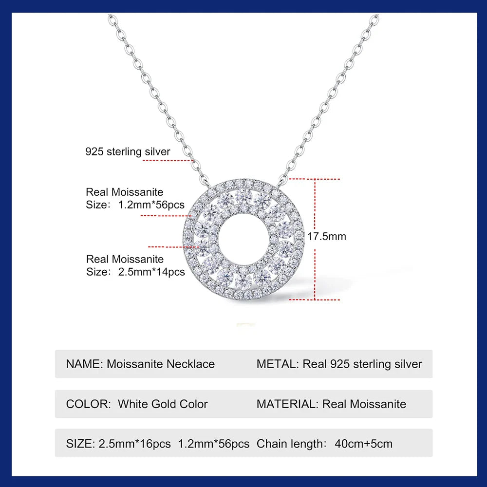 Full Moissanite Pendant Necklace 925 Sterling Silver 18k Gold Plated Diamond Clavicle Chain for Women Wedding Jewelry collares