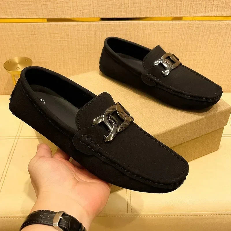Men Elegant Dress Shoes Slip on PU Leather Loafers Lightweight Comfortable Casual Shoes for Men Summer Fashion Flat Shoes