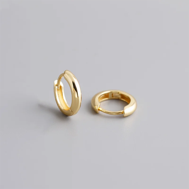 925 Sterling Silver Simple Matte Bohemian Round Ear Buckle for Women Punk Unisex Rock Hoop Earring Jewelry Accessories