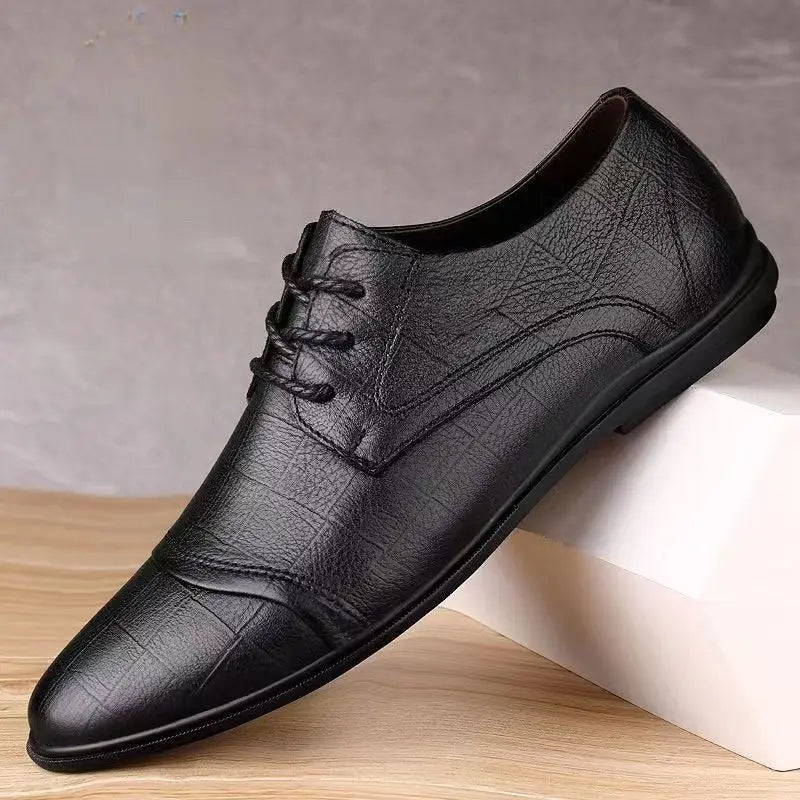 Pointed Toe Black Soft Men's Leather Shoes Comfortable Low Price Summer Male Casual Shoe Retro Elegant Designer Social Footwear