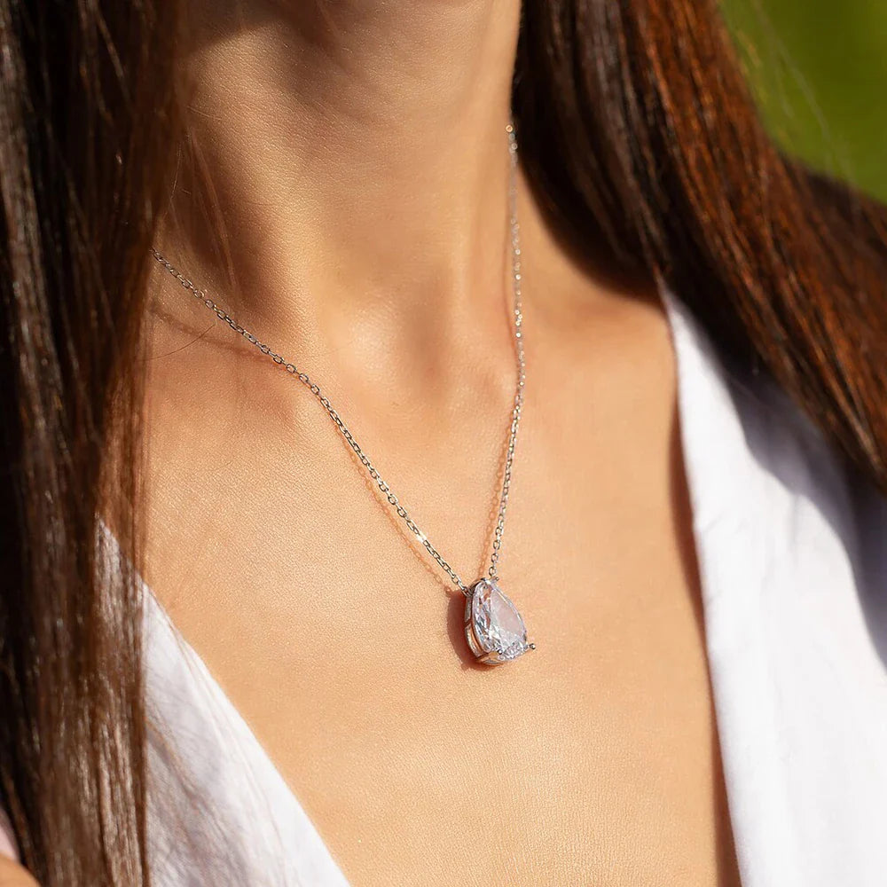 1-4carat Waterdrop Moissanite Pendant Necklace with Certificate S925 Silver Solitaire Pear Cut Lab Diamond Neckchain for Woman