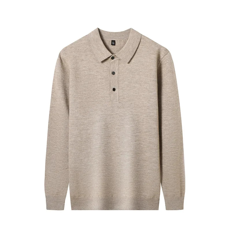 Fashion Autumn And Winter New Cashmere Sweater Men's High Quality Pullover Casual Loose POLO Knitted Bottom Shirt Jacket Shirt