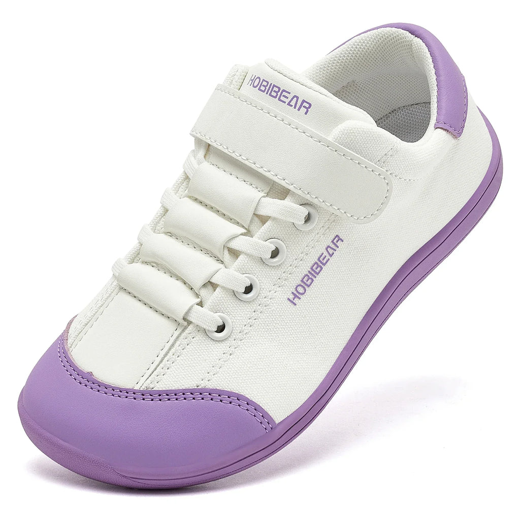 Boys Girls Barefoot Shoes Kids Wide Toe Minimalist Sneakers Lightweight Hook Loop Artificial Leather Fabric Shoes