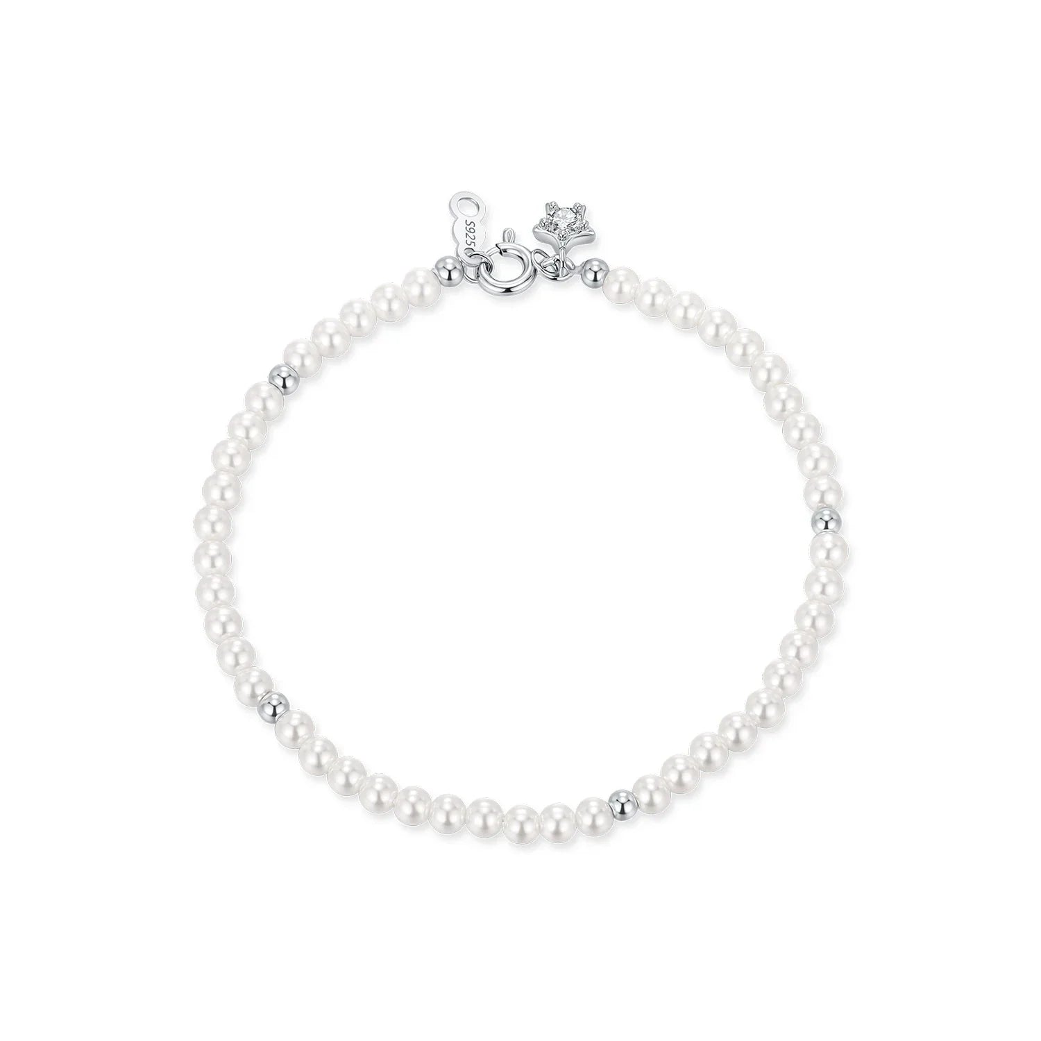 Elegant Pearls Beaded Bracelet 925 Sterling Sliver Sweet Shining Star CZ Bracelet For Women Fine Jewelry Gifts