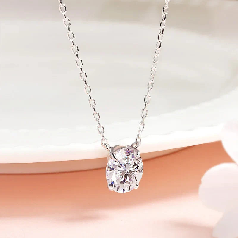 1CT 2CT 3CT Oval Cut Moissanite Necklaces for Women Jewelry 100% Real Silver Chain 925 Pandant Lab Diamond Birthday Gift