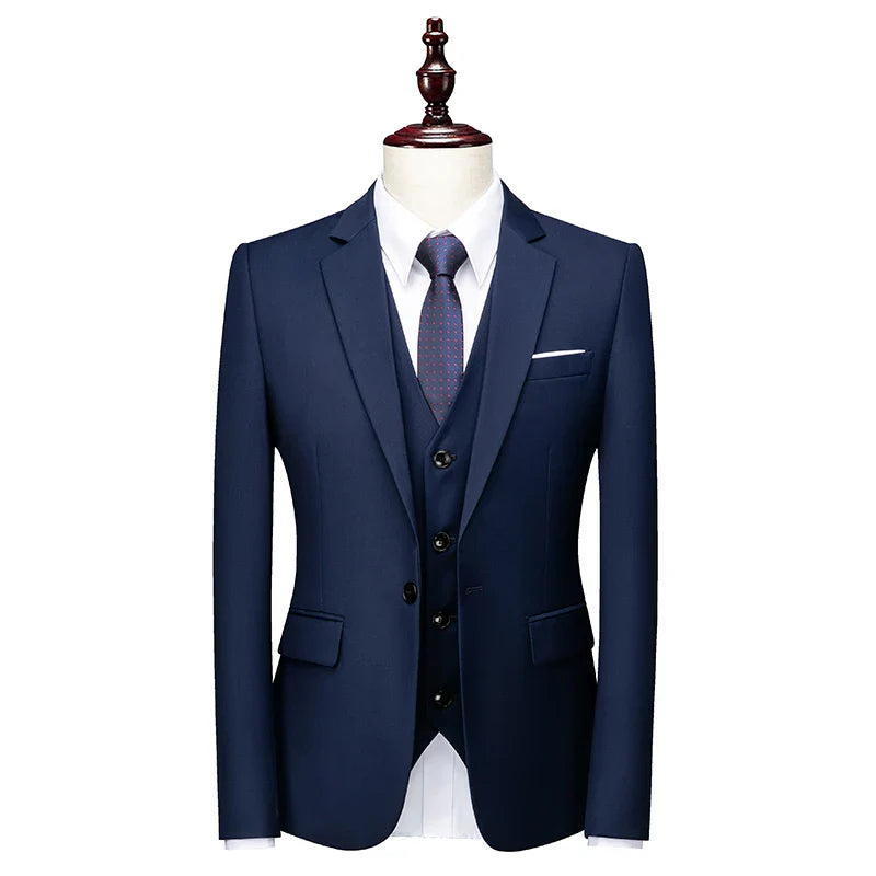 2026 New Suit (Blazer+ Vest + Pants) Men's Gentleman Fashion Slim Work Solid Color Plus Size Fair Dress Wedding Best Man Suit