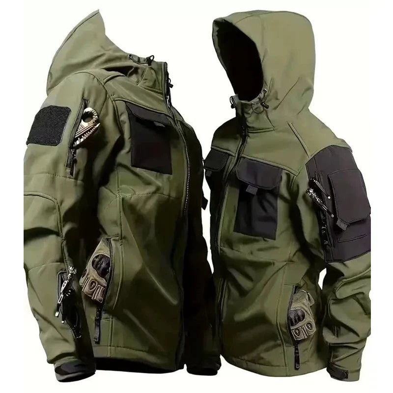 Autumn WinterTactical Jackets Men Cargo Military SoftShell Waterproof Windproof Hooded Jackets Outdoor Functional Multi-pockets