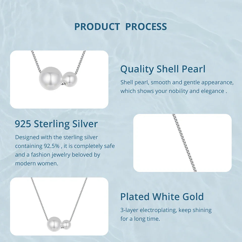 925 Sterling Silver Pearl Pendant Necklace for Women, Dainty Gold Plated Pearl Choker Necklaces Birthday Jewelry Gift