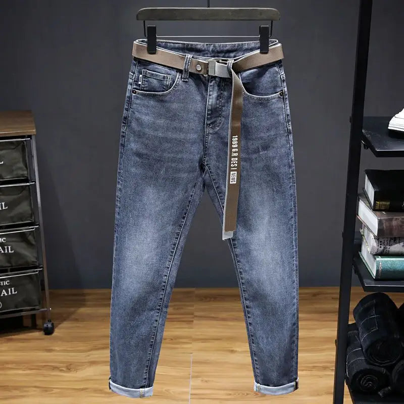 High-end 2023 Harajuku Designer Clothes Denim New Trousers Kpop Stretch Trendy Korean-style with Our Luxury Men's Casual Jeans