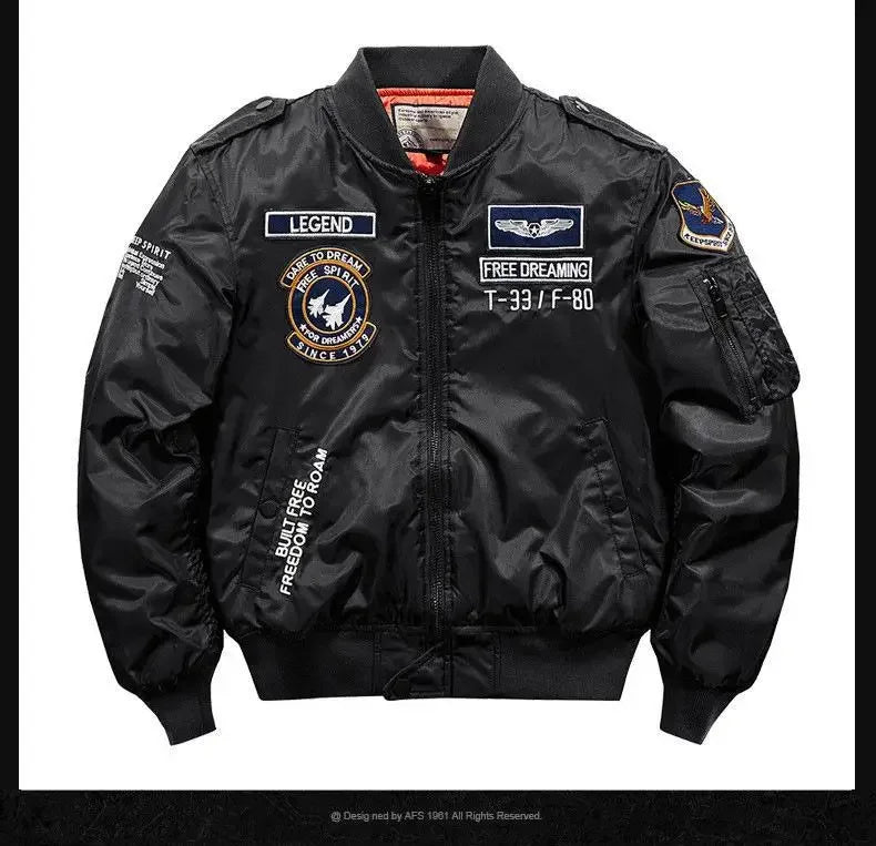 Winter Hip Hop Thick Warm Jacket Men High Quality Military Motorcycle Ma-1 Aviator Pilot Coats Male Baseball Bomber Jacket