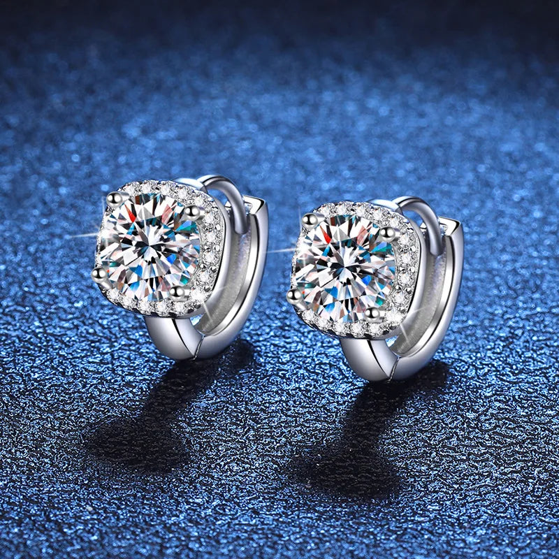 New In 1-2cttw D Color Moissanite Hoop Earrings for Women S925 Silver Party Small Ear Buckle Wedding Earring Wholesale