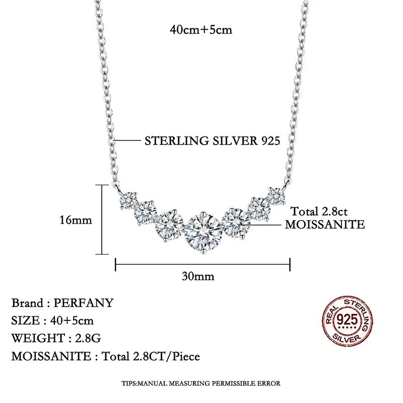 All Moissanite Necklace for Women S925 Pure Silver Smile Sparkling Diamond Pendant Fashion Luxury Jewelry Party Gift