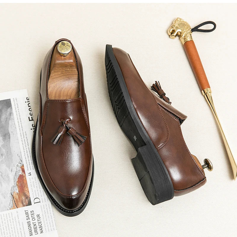 Luxury Designer Mens Business Formal Leather Dress Black Brand Casual Shoes Wedding for Men Office Luxury Flats Footwear Loafers