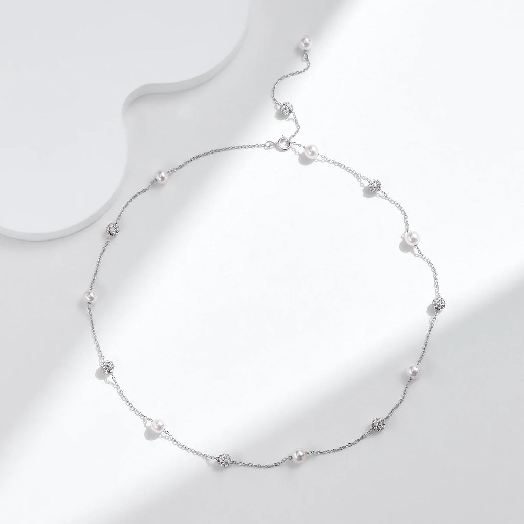 925 Sterling Silver Shambhala Sparkling Zirconia Ball Chain Luxury Shiny Y Shape Necklace For Women Fine Choker Jewelry