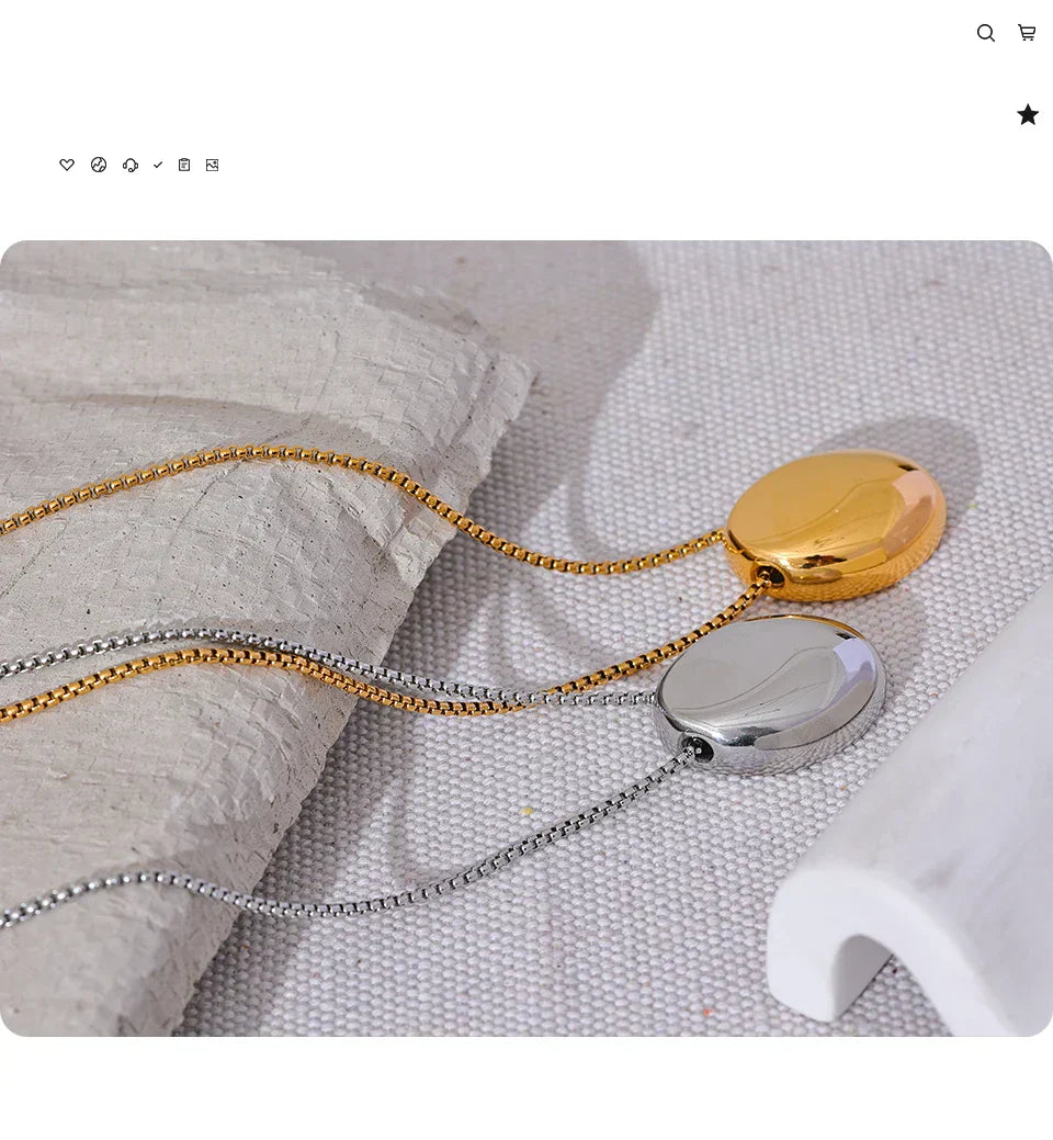 Yhpup 70cm Minimalist Long Unisex Sweater Chain Jewelry 316l Stainless Steel Oval Pendant Necklace for Men Women Waterproof