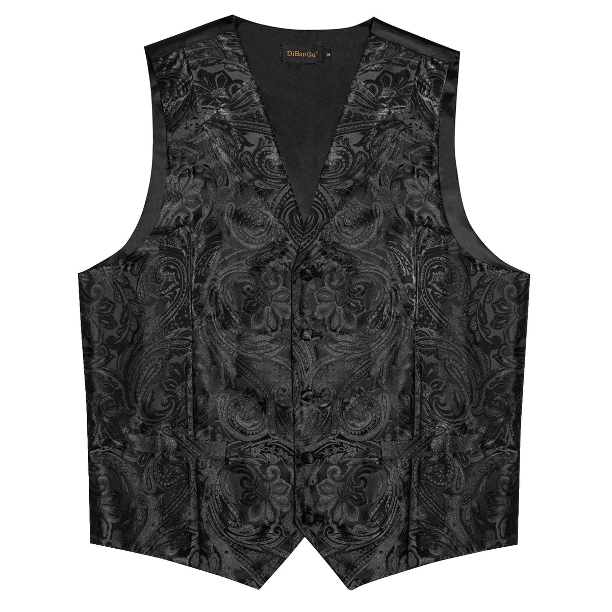 Men's Suit Vest Neck Tie Set Black Paisley Waistcoat for Wedding Party Tuxedo Suits Luxury Sleeveless Jacket DiBanGu