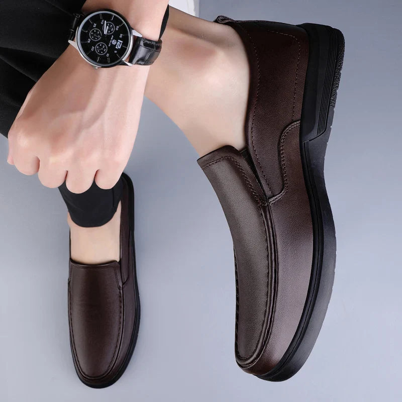 Genuine Leather Men Loafers Handmade Mens Casual Shoes Business Dress Flats Breathable Moccasins Luxury Brand Man Driving Shoes