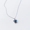 New 925 Sterling Silver Retro Mini Blue Star Charms Pendant Necklace Fit Women Adjustable Necklace Original Fine Jewelry