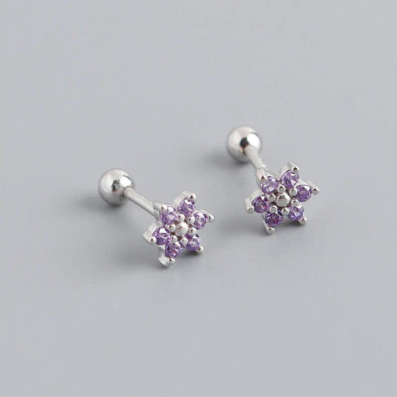 925 Sterling Silver Fashion Korean Petal Screw Bead Stud Earrings for Women Charm Ear Bone Piercing Jewelry Accessories