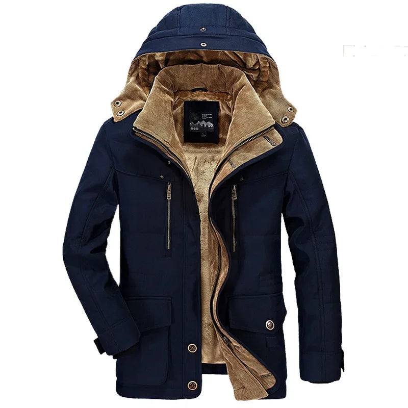 Winter Mens Jacket High-quality Long Thicken Warm Hooded Parka Coats Male Fit Multi-pocket Casual Cargo Jackets 7XL Men Clothing