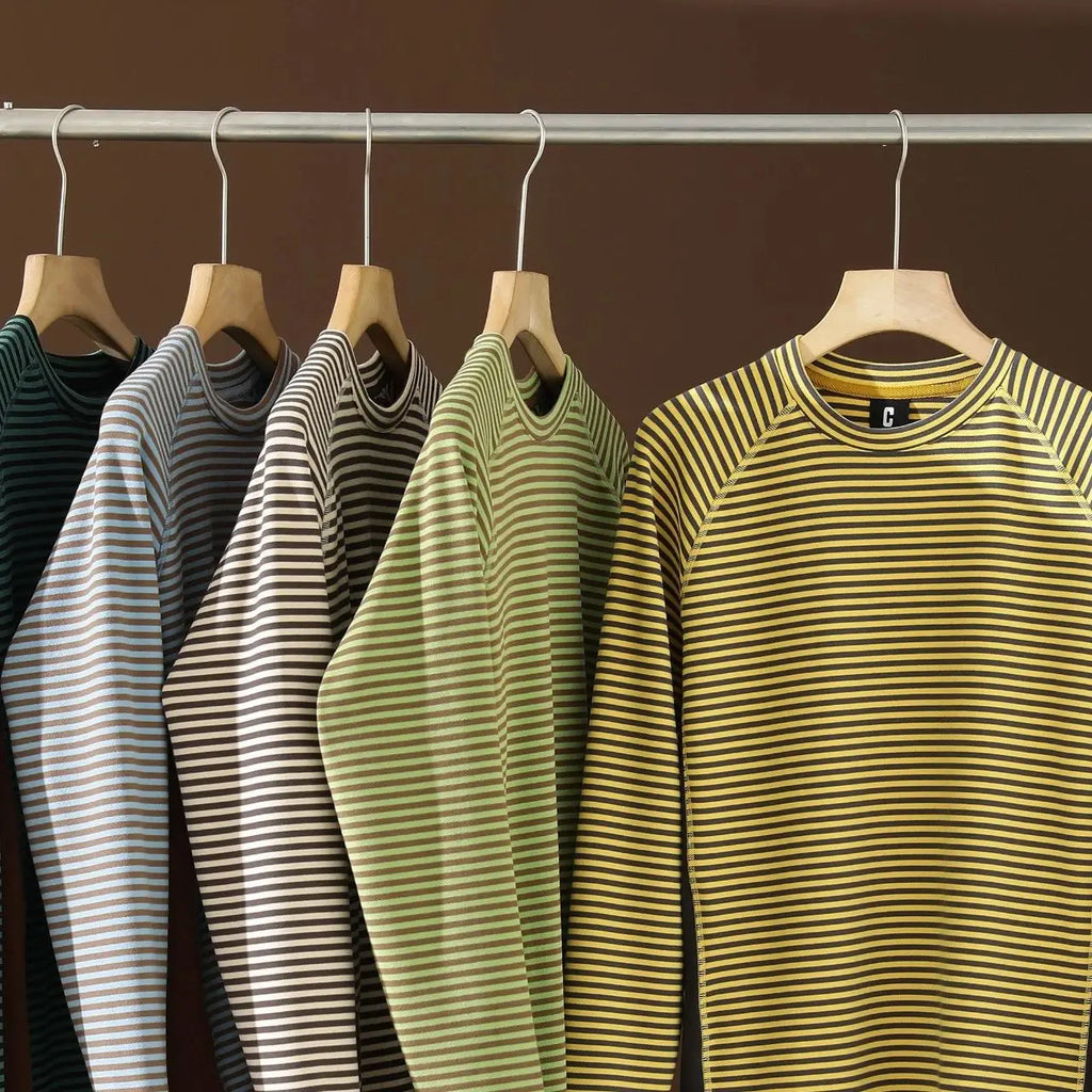 Insulated Patchwork Striped Sweatshirt with Contrast Details Unisex, Loose-fitting Spring and Autumn Undershirt.