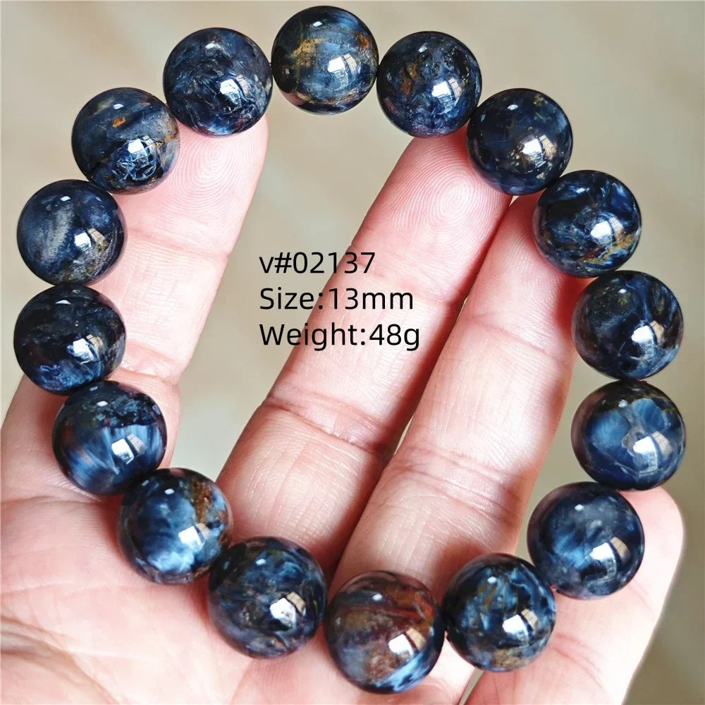 Natural Blue Pietersite Bracelet Women Men Beads Round Beads Chatoyant Cat Eye Fire Pietersite Namibia AAAAAA