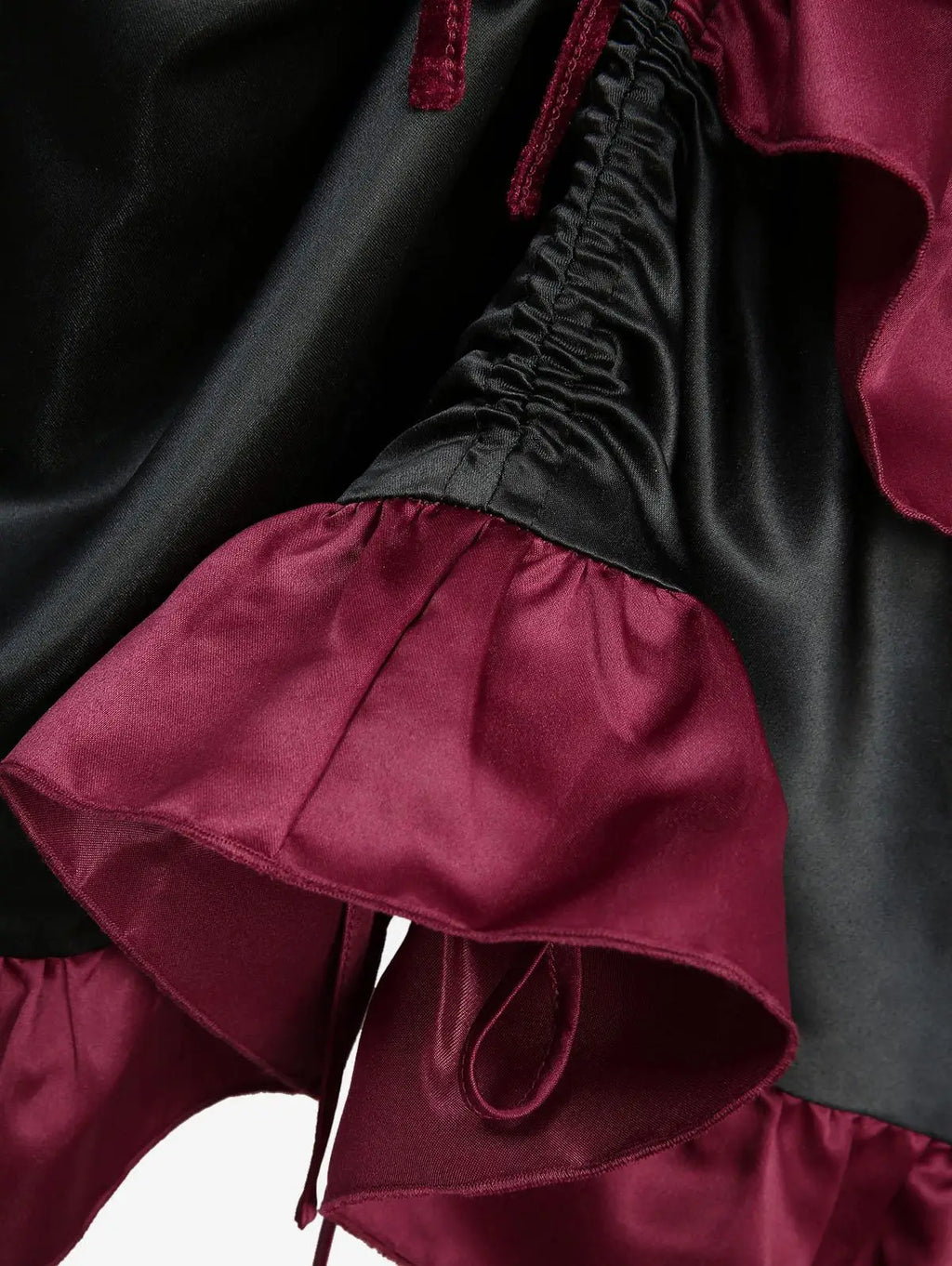 Gothic Lace Up Cinched Ruffles Layered Dress 2026 Women Summer New Deep Red Club,Cocktail & Party A Line Dresses Vestidos