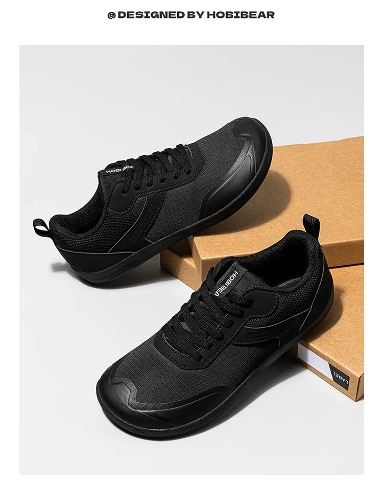 Wide Toe Shoes Mens Womens Minimalist Mesh Artificial Leather Sneakers Lace Up Lightweight Breathable Walking Shoes