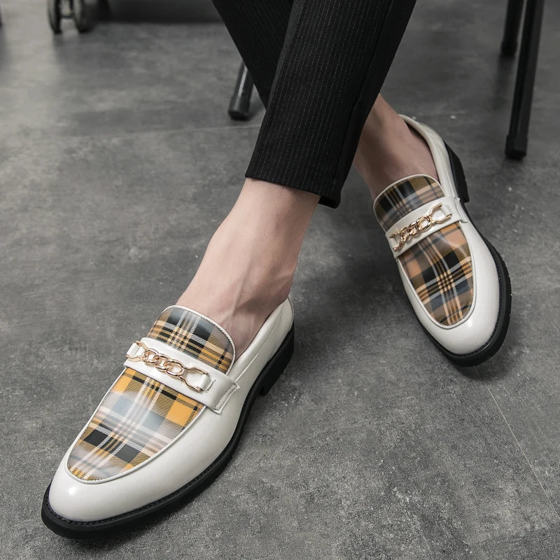 New High Quality Italian Shoe for Men Loafers Casual Men Shoes Luxury Leather Slip-on British Style Striped Soft Shoes Moccasins