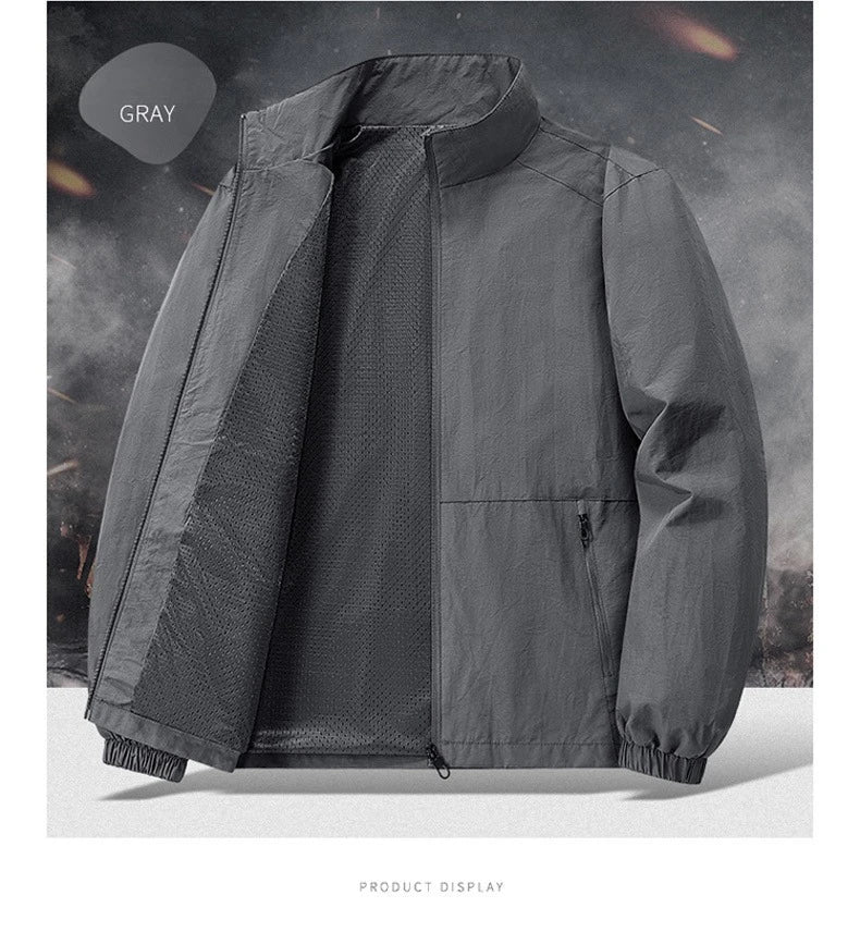 Autumn Breathable New Men's Jackets Outdoor Sports Loose Korean Casual Coat Man Stand Up Collar Classic Solid Color Windbreaker