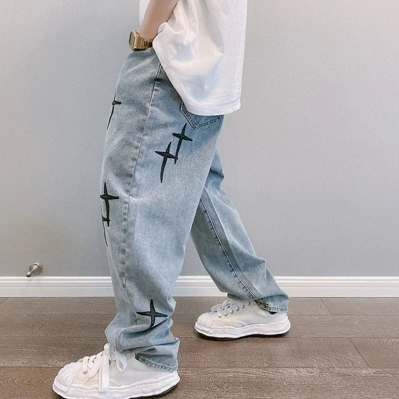 Men Designer Prints Star Jeans